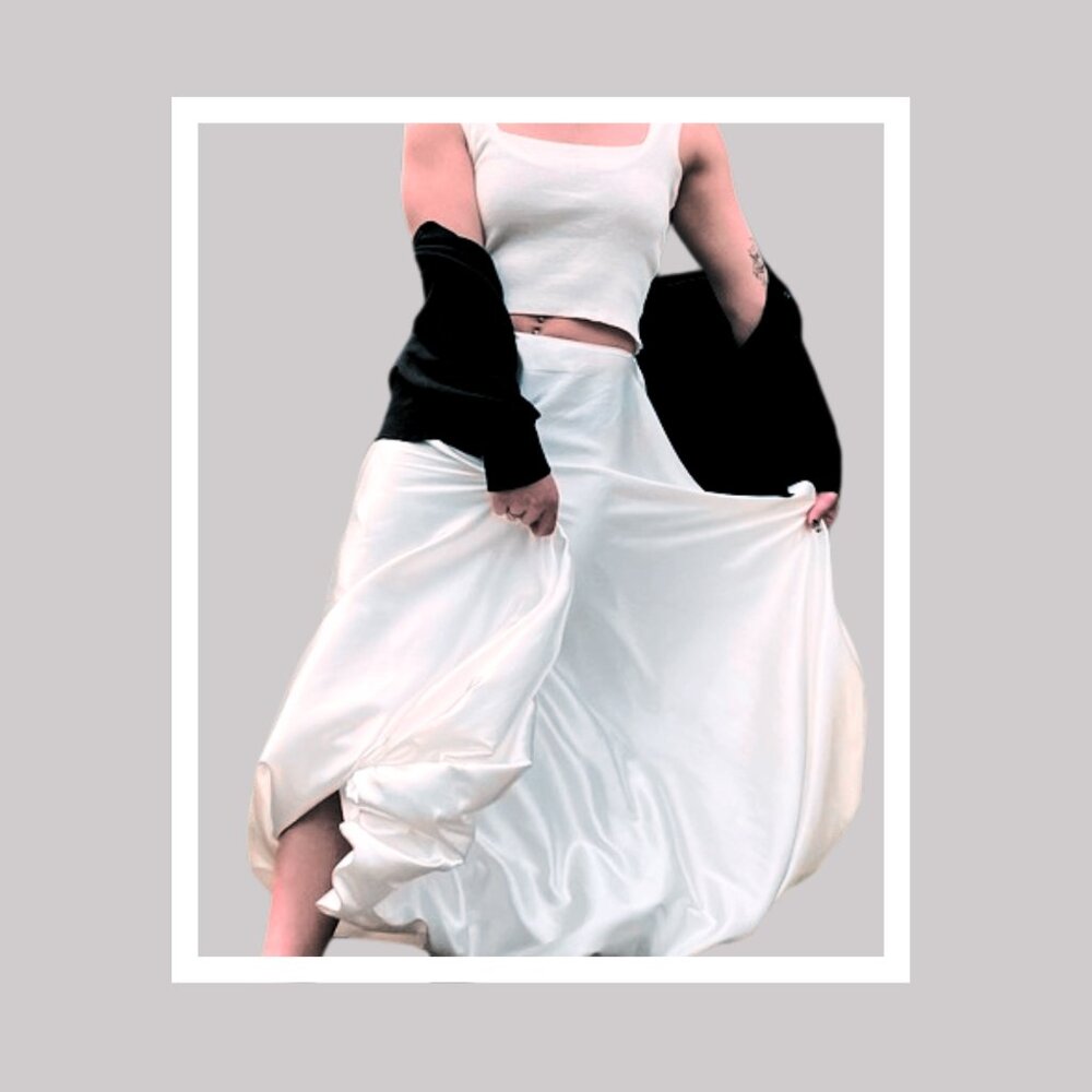 ELEGANT! White Silk Skirt